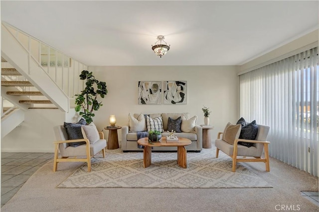 view of tiled living room