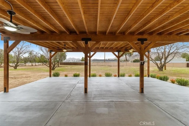 view of patio featuring a rural view and ceiling fan