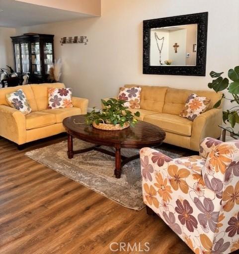 living room with hardwood / wood-style floors