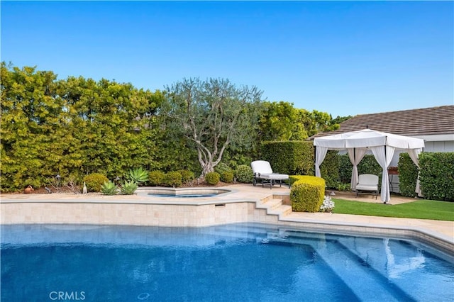 view of pool with an in ground hot tub and a patio area