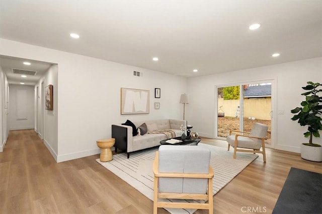 living room with light wood-type flooring