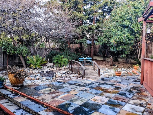 view of patio featuring a fenced backyard