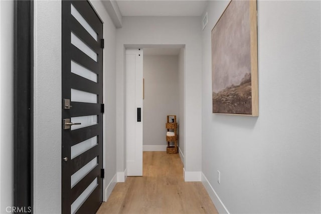 hall featuring light hardwood / wood-style flooring