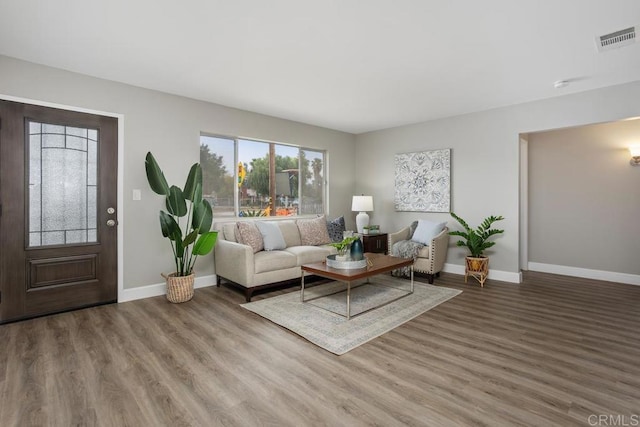 living room featuring hardwood / wood-style flooring