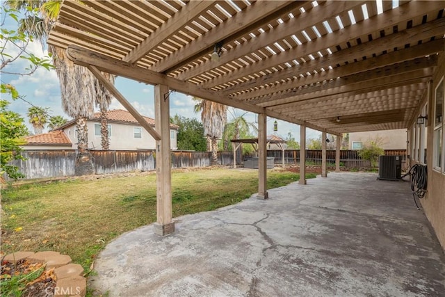 view of patio with a pergola and central air condition unit