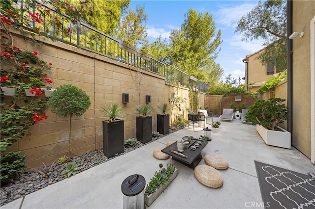 view of patio featuring a fenced backyard