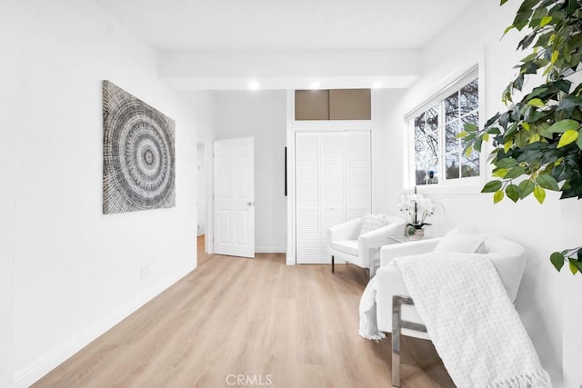 bedroom with a closet and light wood-type flooring