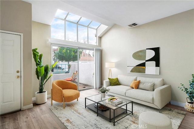 living room featuring light hardwood / wood-style flooring