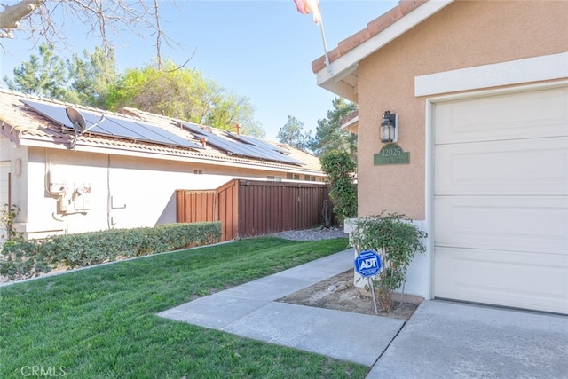 view of yard with a garage