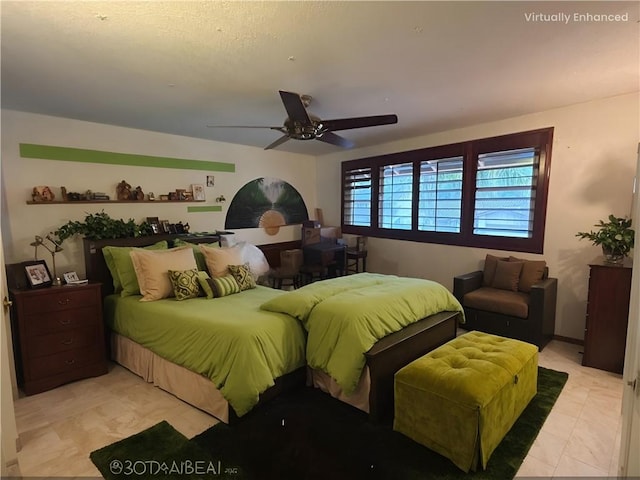 bedroom featuring ceiling fan