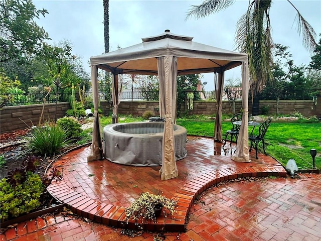 view of patio featuring a gazebo