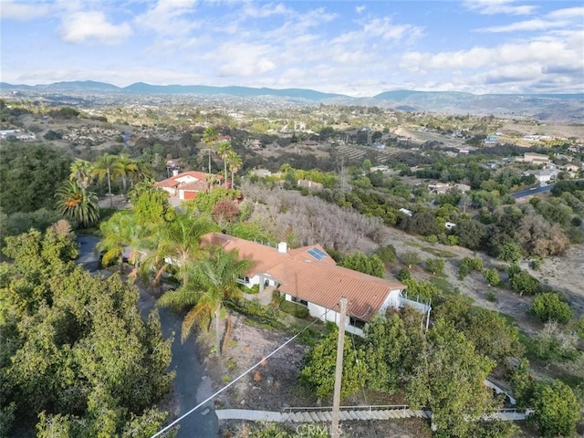 aerial view with a mountain view