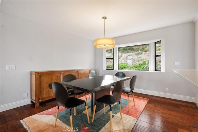 dining area featuring dark wood-type flooring