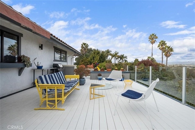 deck featuring grilling area