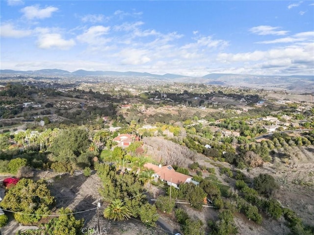 birds eye view of property featuring a mountain view