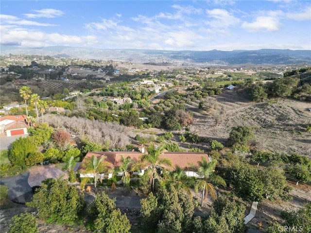 drone / aerial view with a mountain view