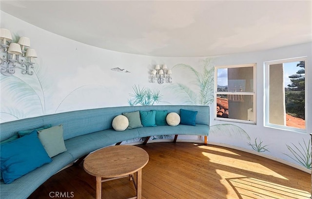 living room with wood finished floors