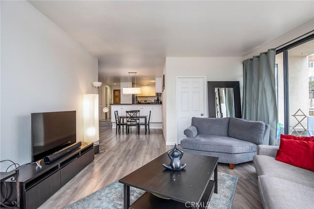 living room with light wood-type flooring