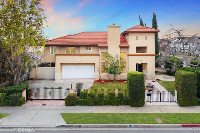 view of front of house with a garage