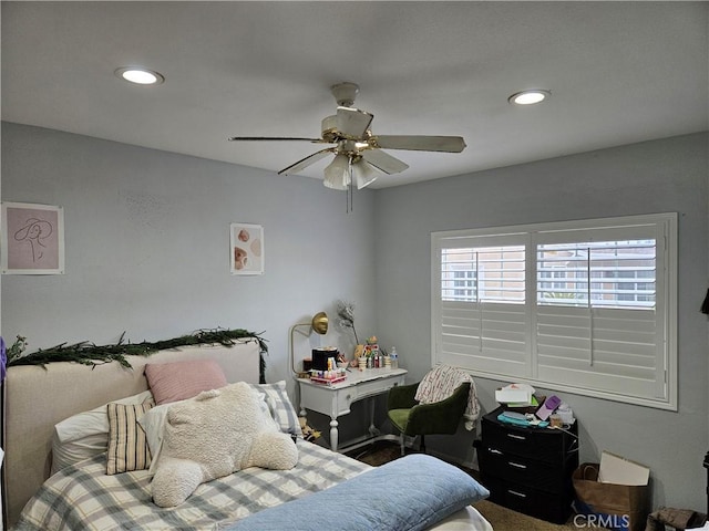3602 Greenglade Ave, Pico Rivera, CA 90660 - bedroom with recessed lighting and a ceiling fan