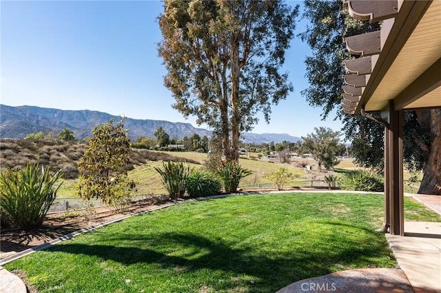 view of yard featuring a mountain view