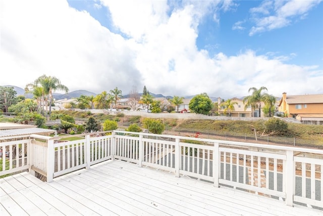 deck featuring a mountain view