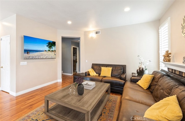 living room featuring light hardwood / wood-style flooring