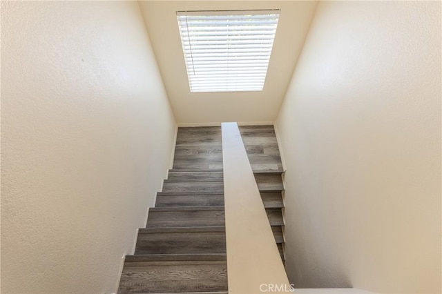 staircase featuring hardwood / wood-style flooring