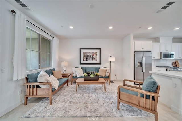 view of tiled living room