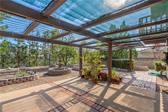 view of patio / terrace featuring a pergola