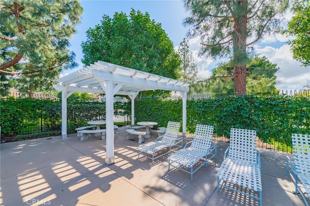 view of patio / terrace featuring a pergola