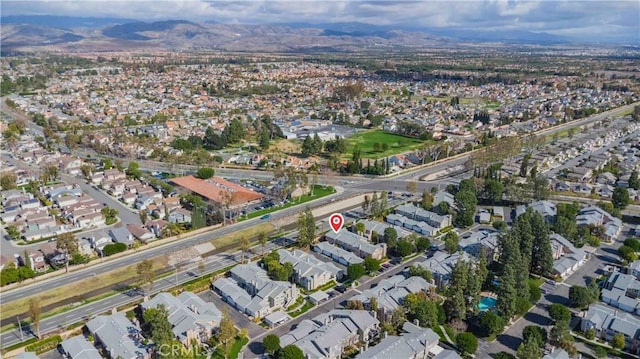 bird's eye view featuring a mountain view