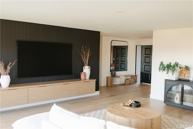 living room featuring light wood-type flooring