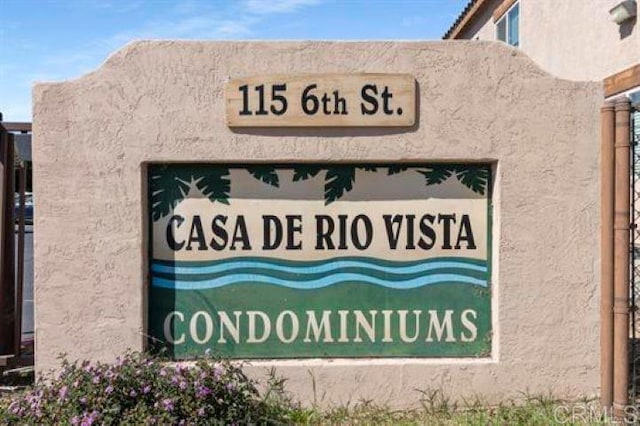 view of community sign