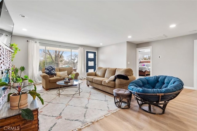 living room featuring light hardwood / wood-style floors