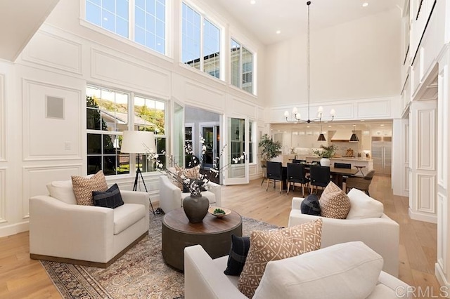 interior space with a notable chandelier