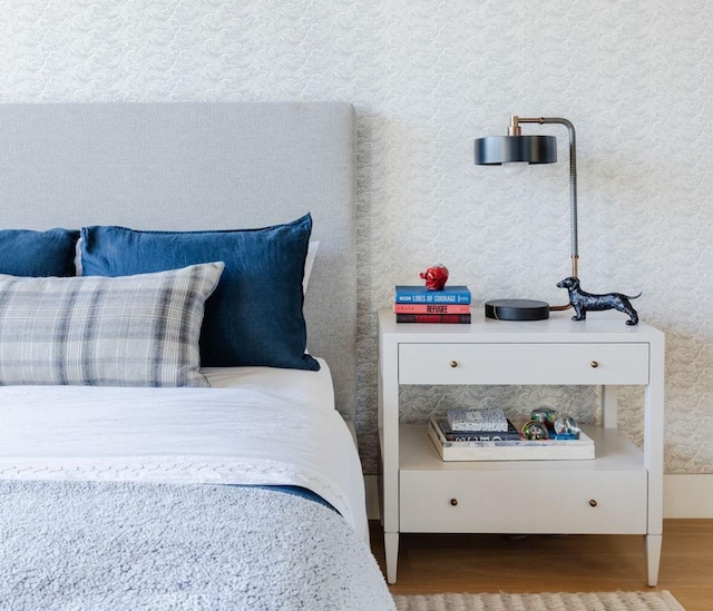bedroom with light wood-type flooring