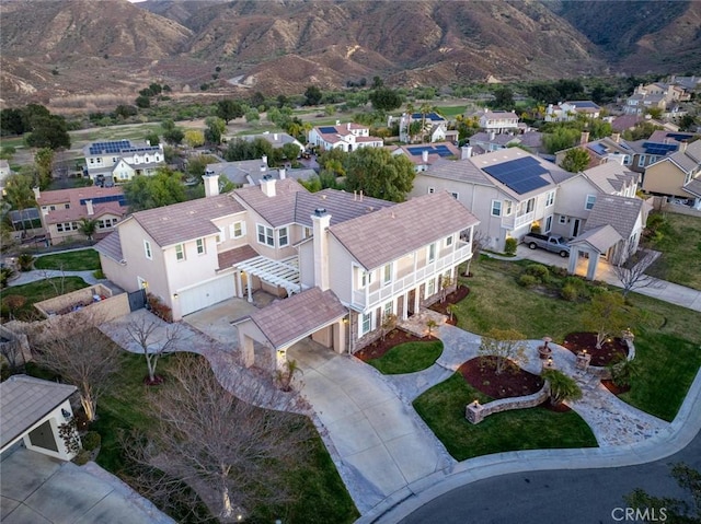 drone / aerial view with a mountain view