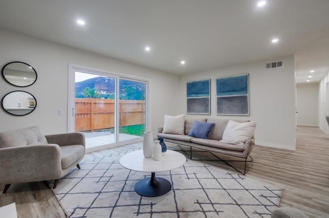 living room featuring light wood-type flooring