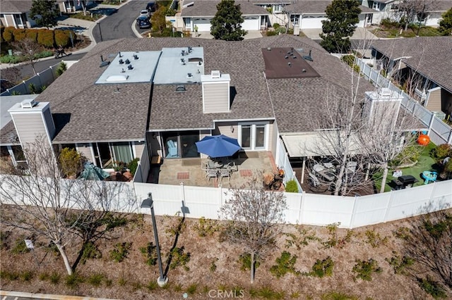 bird's eye view with a residential view