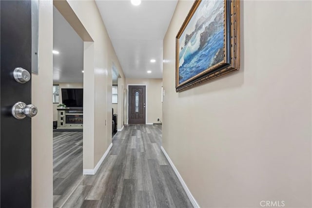 interior space with hardwood / wood-style flooring