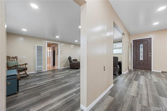 entrance foyer featuring dark hardwood / wood-style flooring