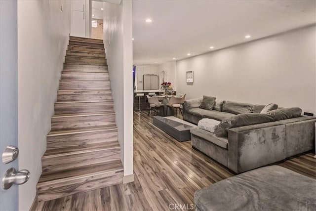 living room with wood-type flooring