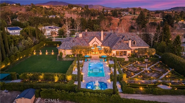 22931 Sonriente Trl, Coto De Caza, CA 92679 - aerial view of property and surrounding area featuring a pool and mountains