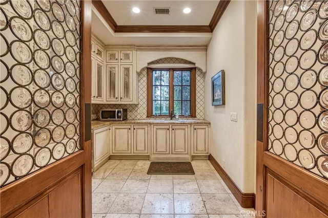 22931 Sonriente Trl, Coto De Caza, CA 92679 - interior space with ornamental molding, baseboards, and a sink