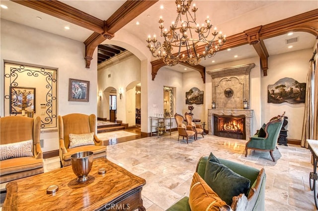 22931 Sonriente Trl, Coto De Caza, CA 92679 - community lobby with beam ceiling, recessed lighting, and crown molding
