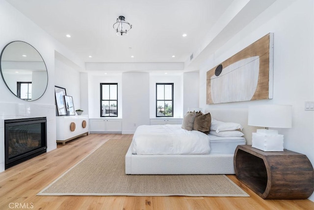 bedroom featuring light wood-type flooring