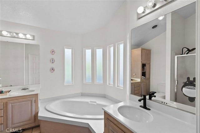 20095 Shadow Island Dr, Canyon Country, CA 91351 - full bathroom featuring vanity, toilet, and separate shower and tub