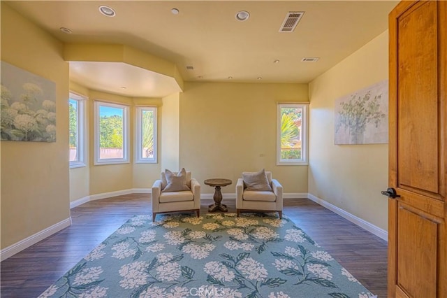 sitting room featuring dark hardwood / wood-style floors