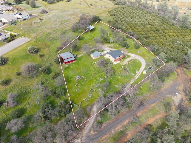 aerial view featuring a rural view